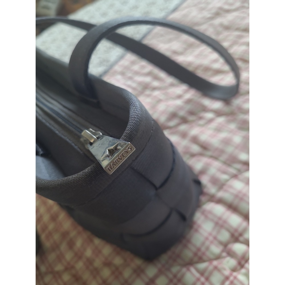 Harveys The Original Seat belt woven Bag dbl. handles Zip top closure gray artsy - Picture 6 of 12